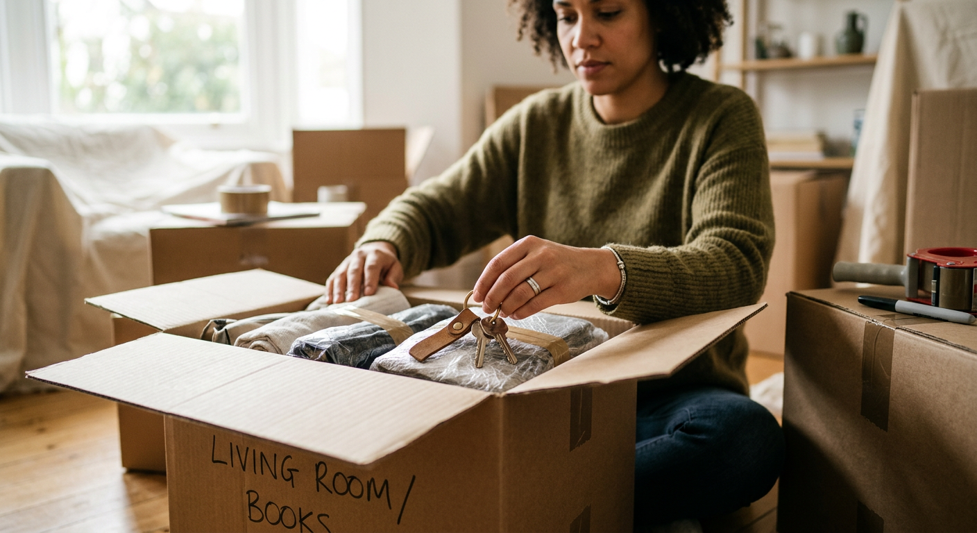 House keys resting on moving boxes representing a flexible closing timeline