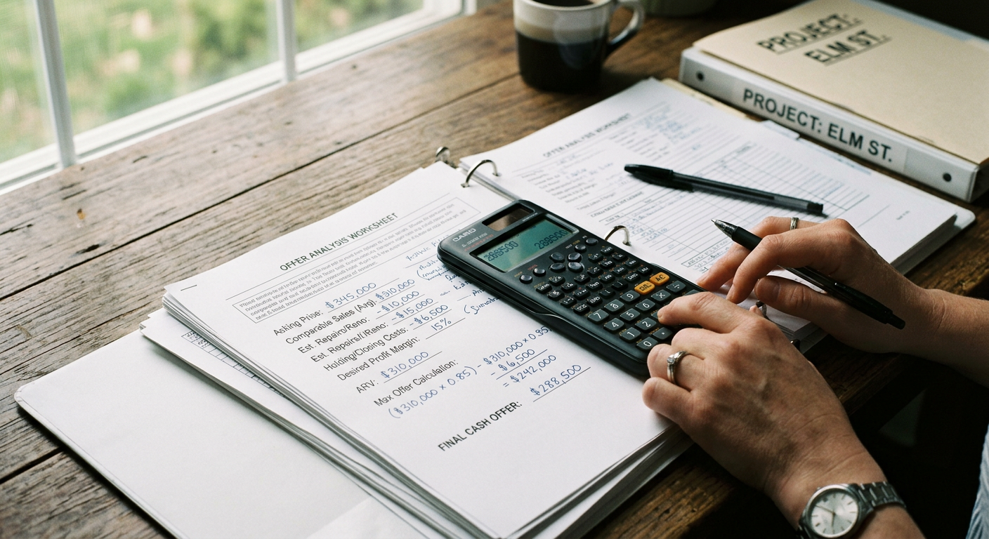 Real estate investment calculator showing home valuation math