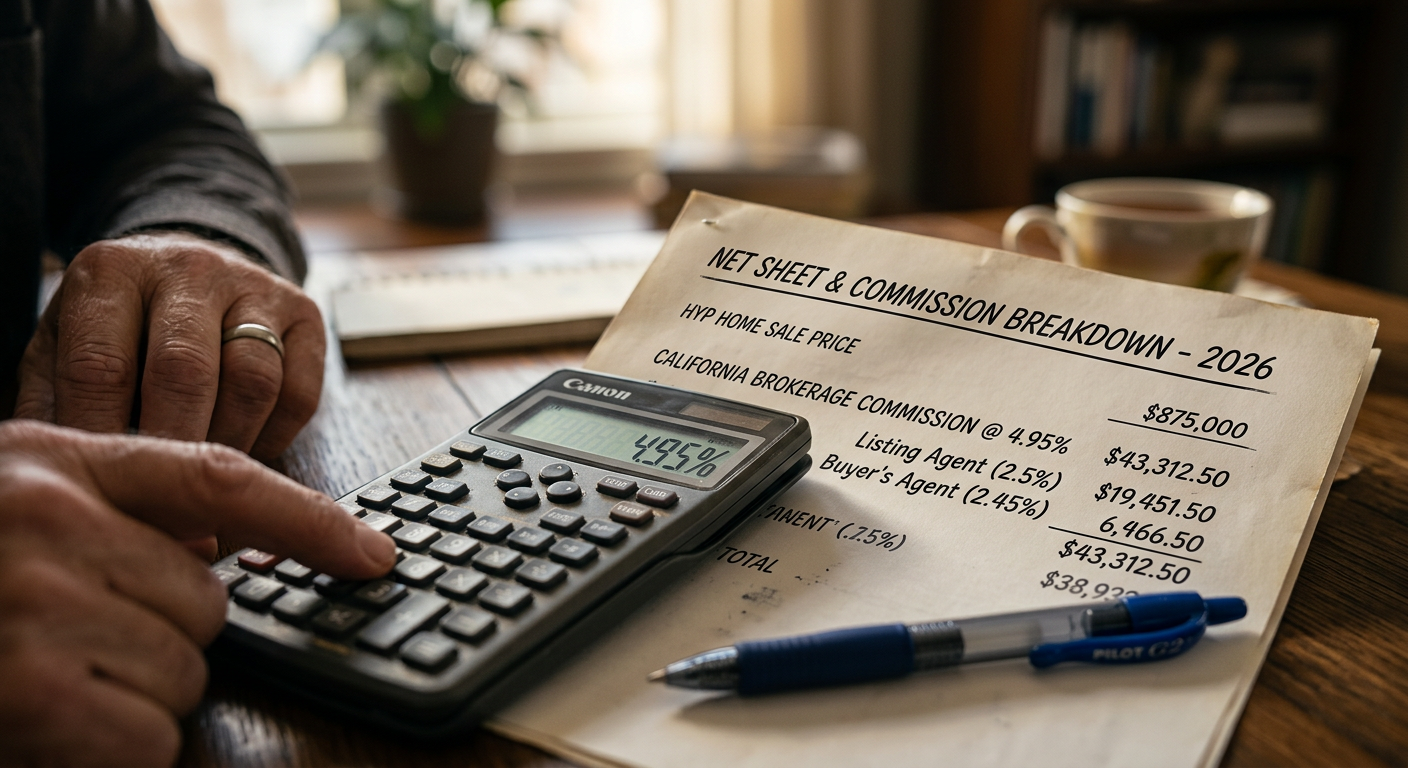 Calculating real estate agent fees and seller commissions on a house sale