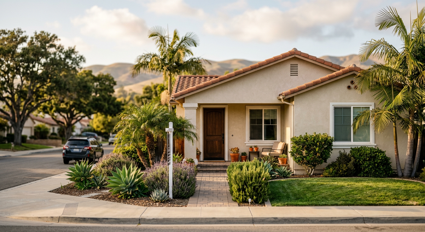 Suburban residential street with single-family homes in Ventura County California